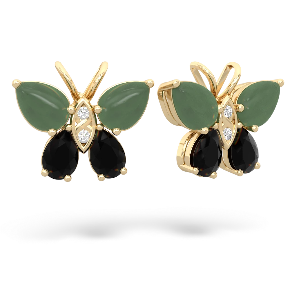 Jade Butterfly 14K Yellow Gold earrings E2215