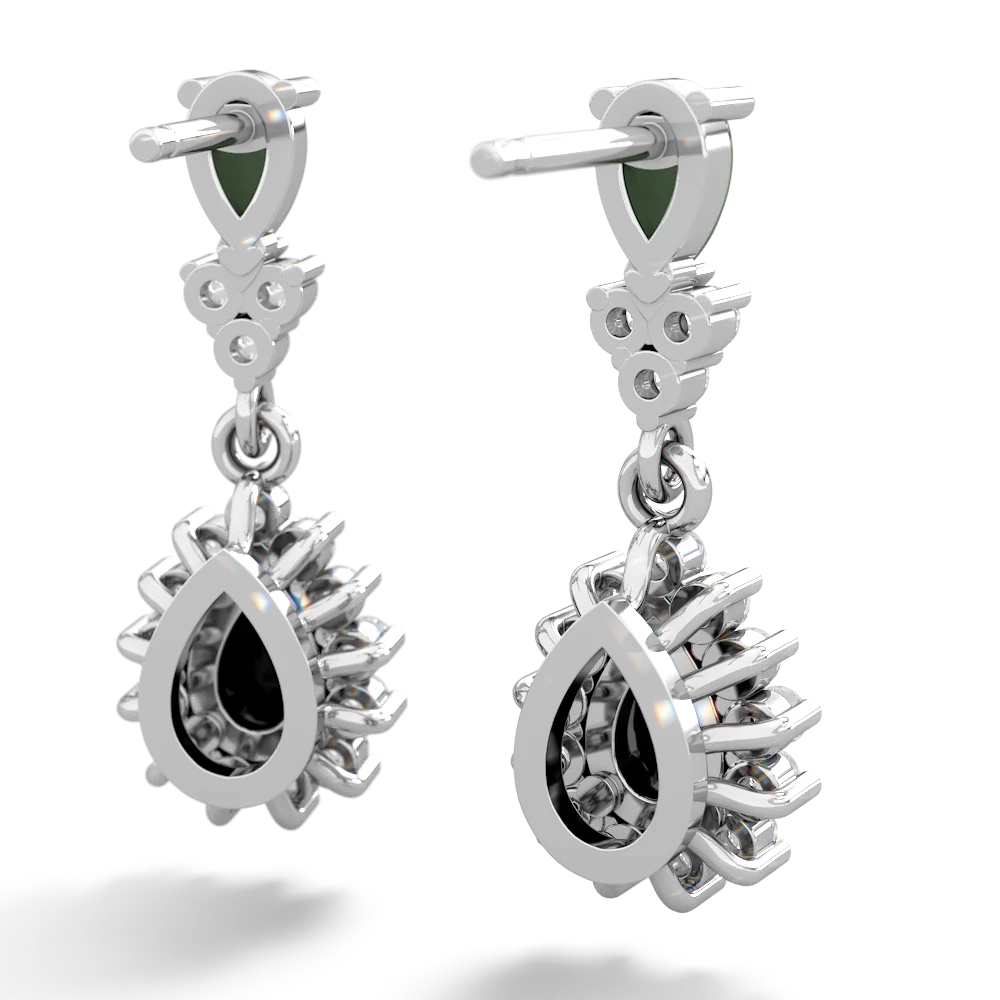 Jade Halo Pear Dangle 14K White Gold earrings E1882