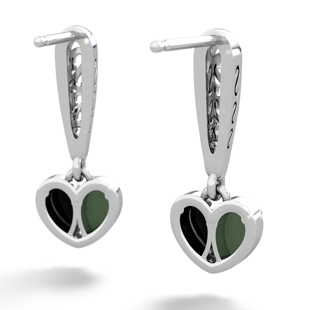 Jade Filligree Heart 14K White Gold earrings E5070