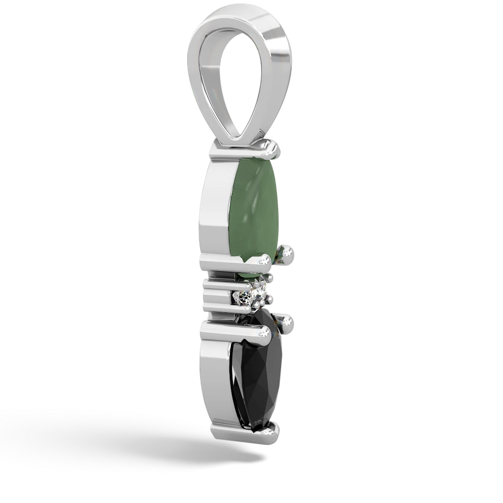 Jade Bowtie Drop 14K White Gold pendant P0865