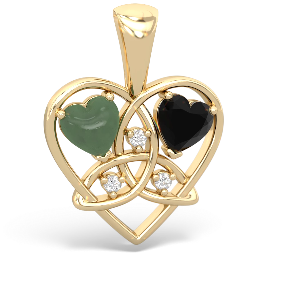 Jade Celtic Trinity Heart 14K Yellow Gold pendant P5331