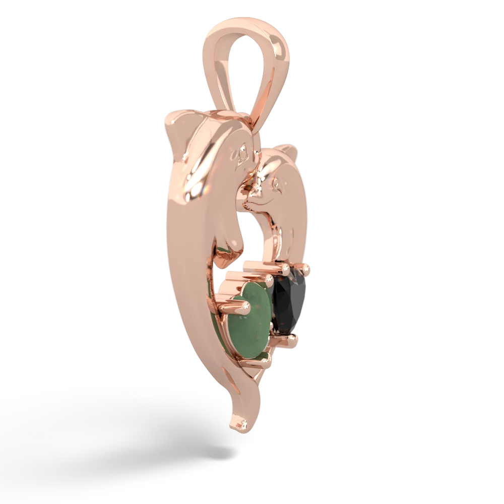 Jade Dolphin Heart 14K Rose Gold pendant P5820