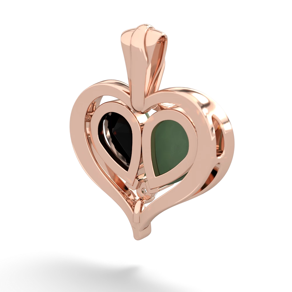 Jade Two Become One 14K Rose Gold pendant P5330
