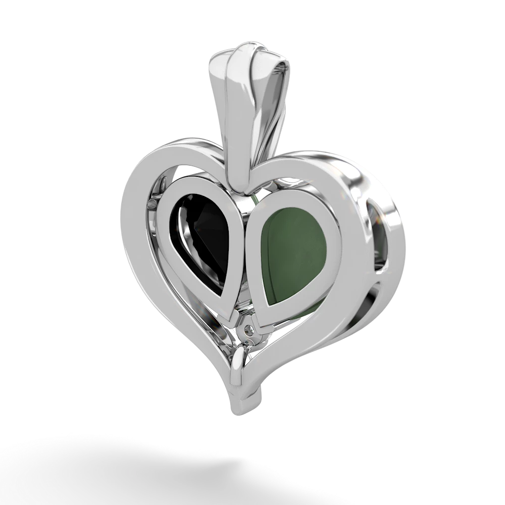 Jade Two Become One 14K White Gold pendant P5330