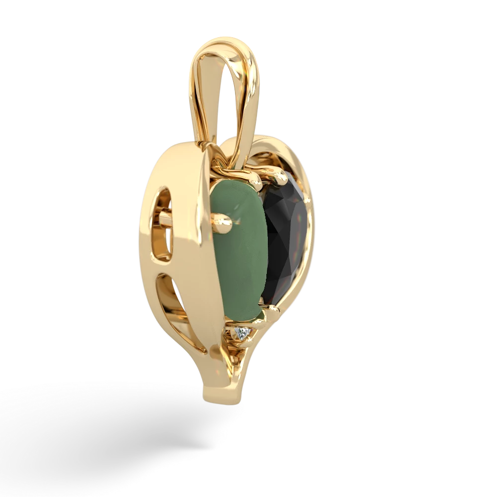 Jade Two Become One 14K Yellow Gold pendant P5330