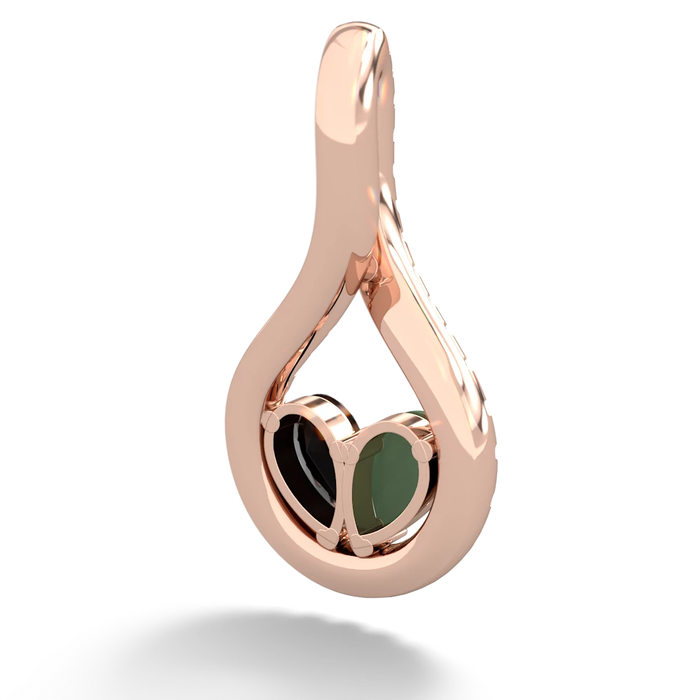 Jade Pave Twist 'One Heart' 14K Rose Gold pendant P5360