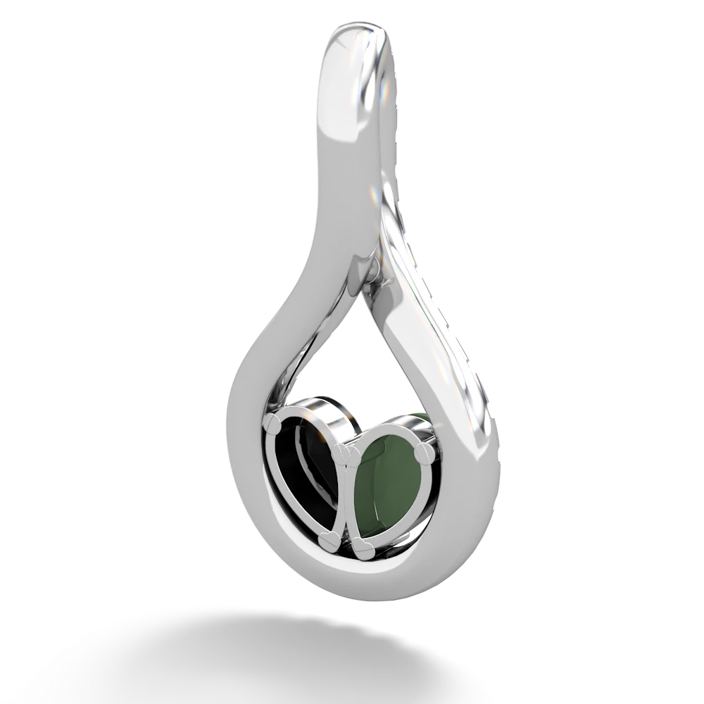 Jade Pave Twist 'One Heart' 14K White Gold pendant P5360