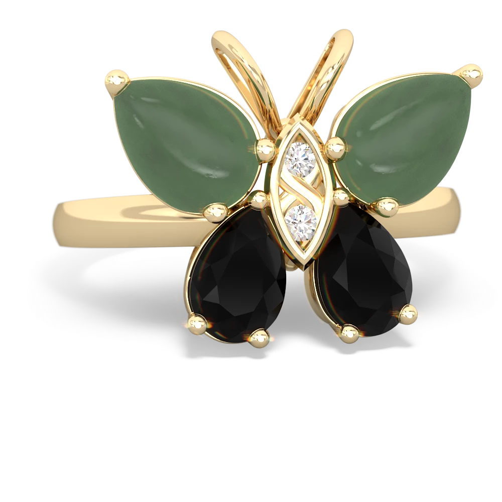 Jade Butterfly 14K Yellow Gold ring R2215