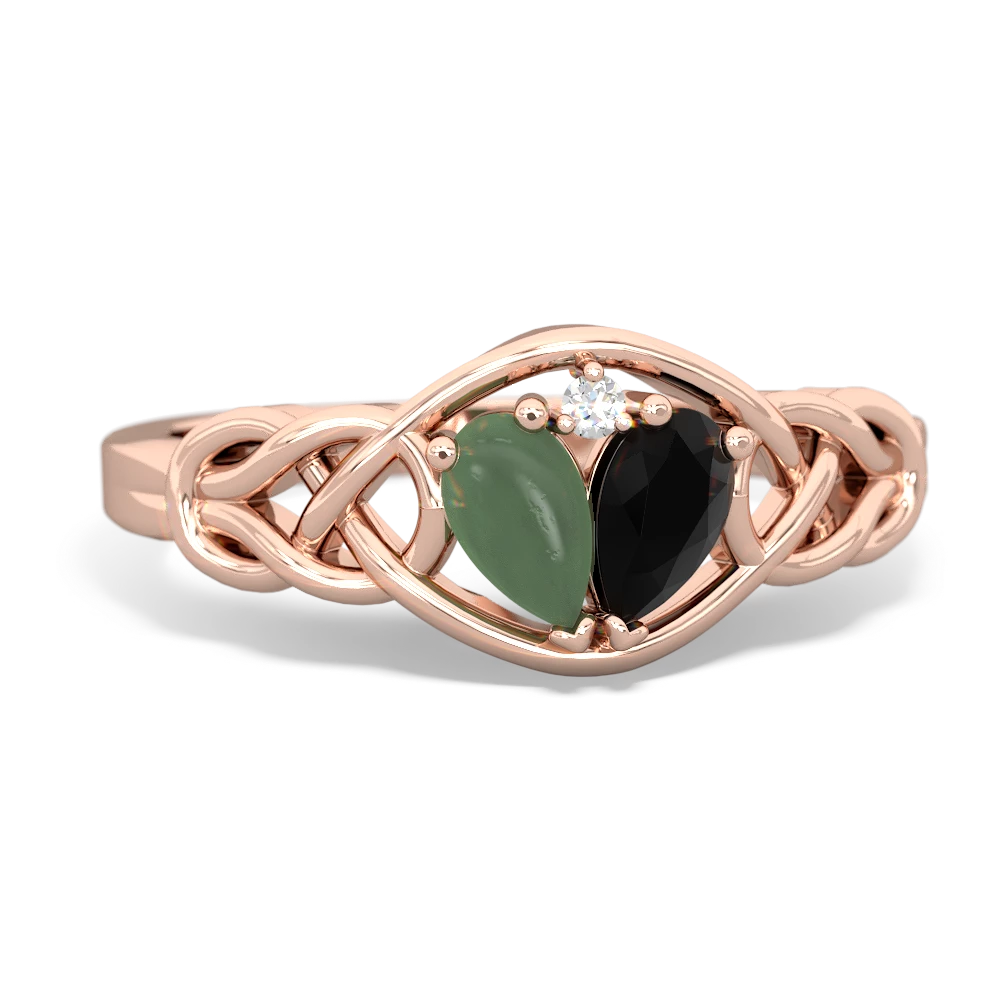 Jade Celtic Love Knot 14K Rose Gold ring R5420