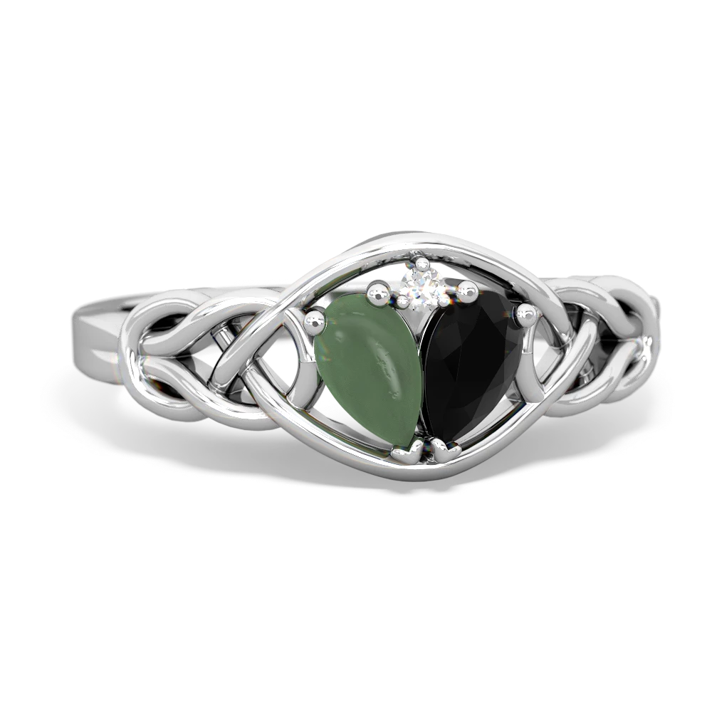 Jade Celtic Love Knot 14K White Gold ring R5420