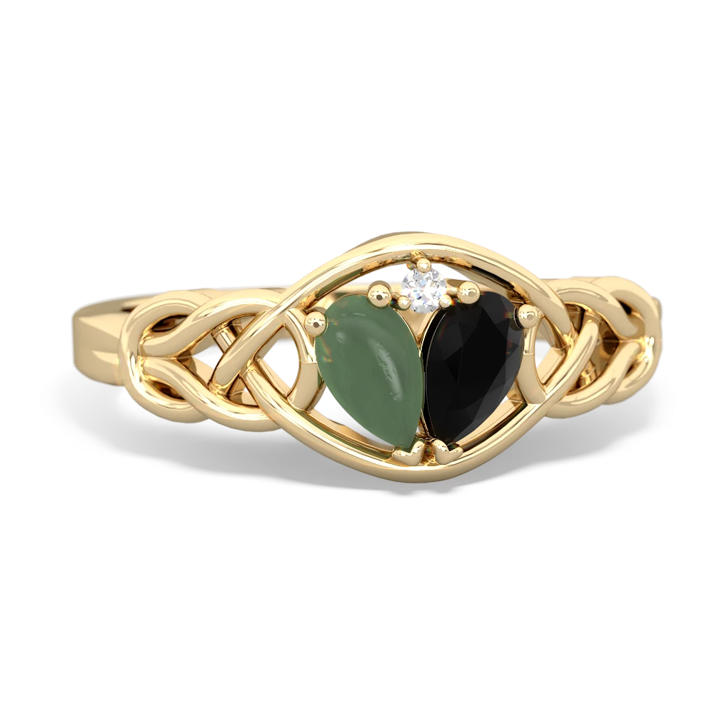 Jade Celtic Love Knot 14K Yellow Gold ring R5420