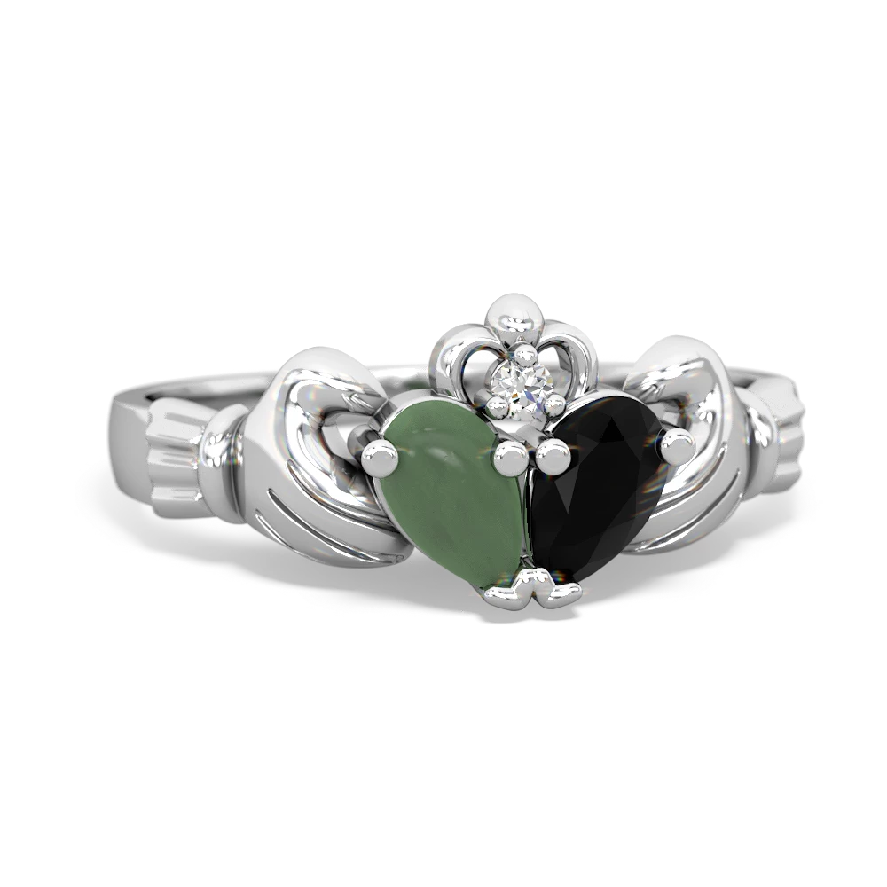 Jade 'Our Heart' Claddagh 14K White Gold ring R2388