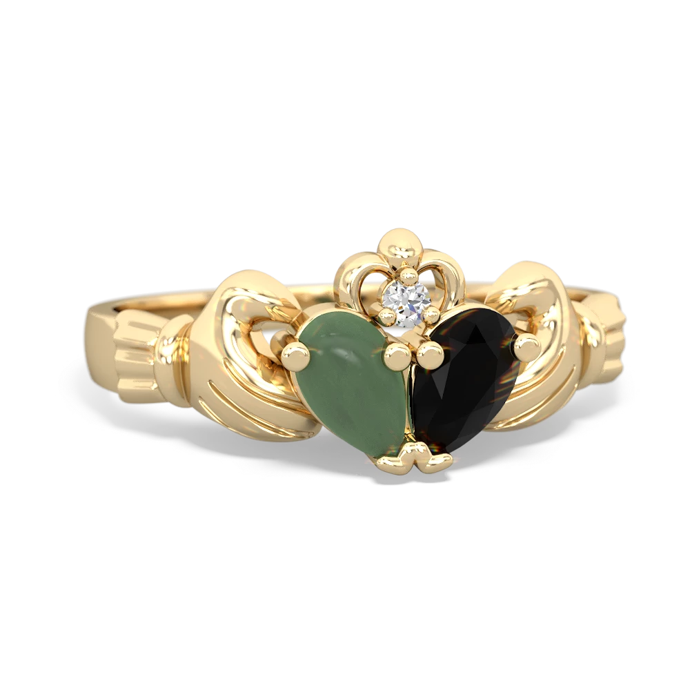 Jade 'Our Heart' Claddagh 14K Yellow Gold ring R2388