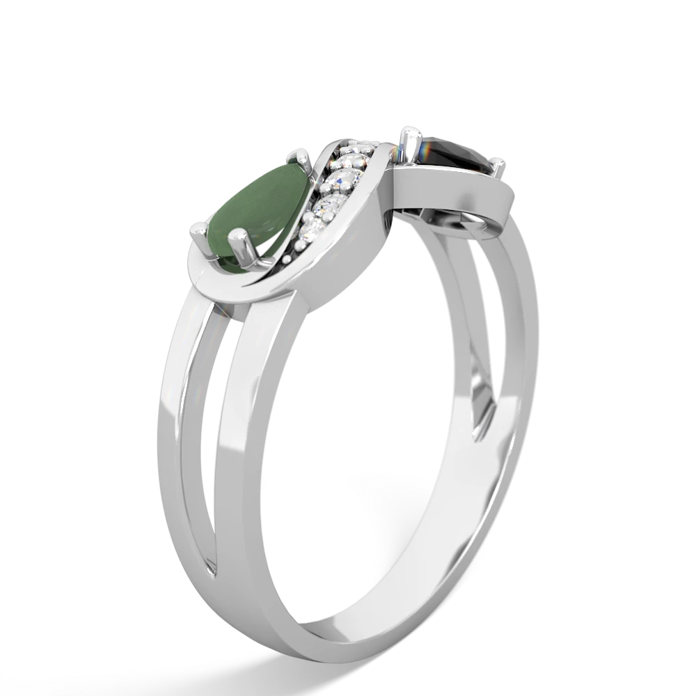 Jade Diamond Infinity 14K White Gold ring R5390