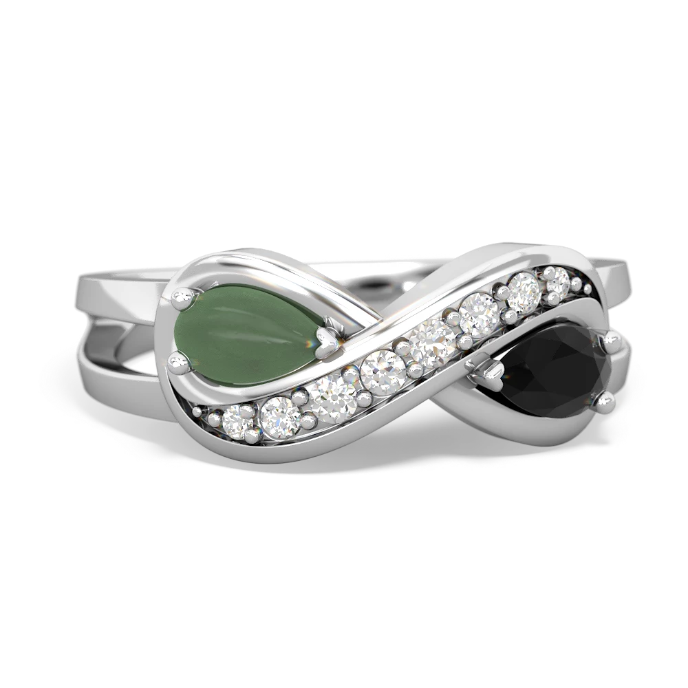 Jade Diamond Infinity 14K White Gold ring R5390