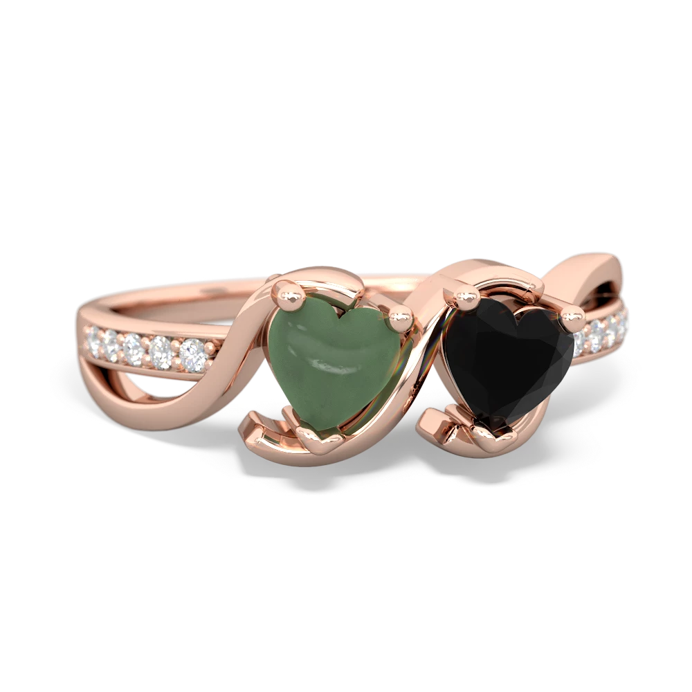 Jade Side By Side 14K Rose Gold ring R3090