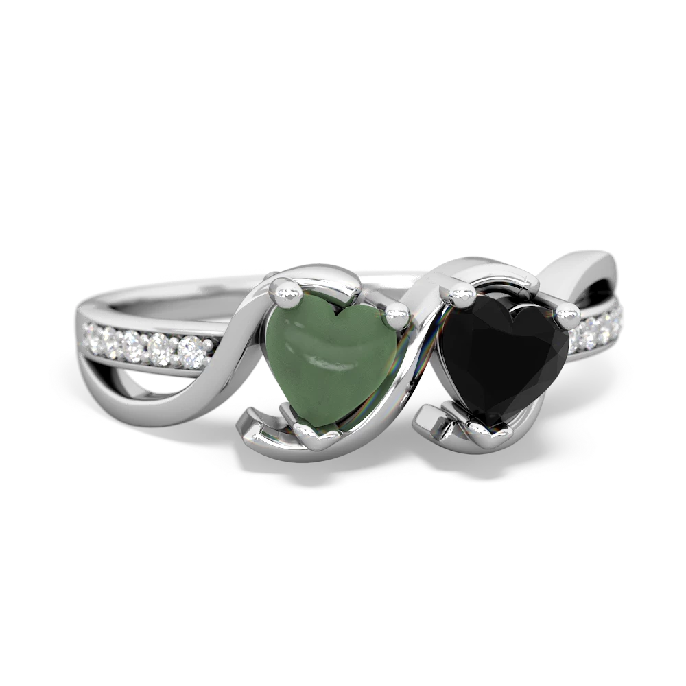 Jade Side By Side 14K White Gold ring R3090