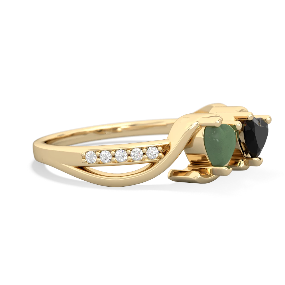 Jade Side By Side 14K Yellow Gold ring R3090