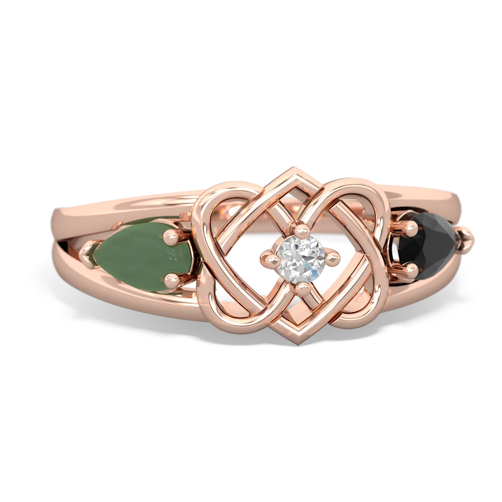 Jade Hearts Intertwined 14K Rose Gold ring R5880