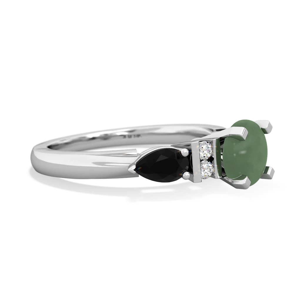 Jade 6Mm Round Eternal Embrace Engagement 14K White Gold ring R2005