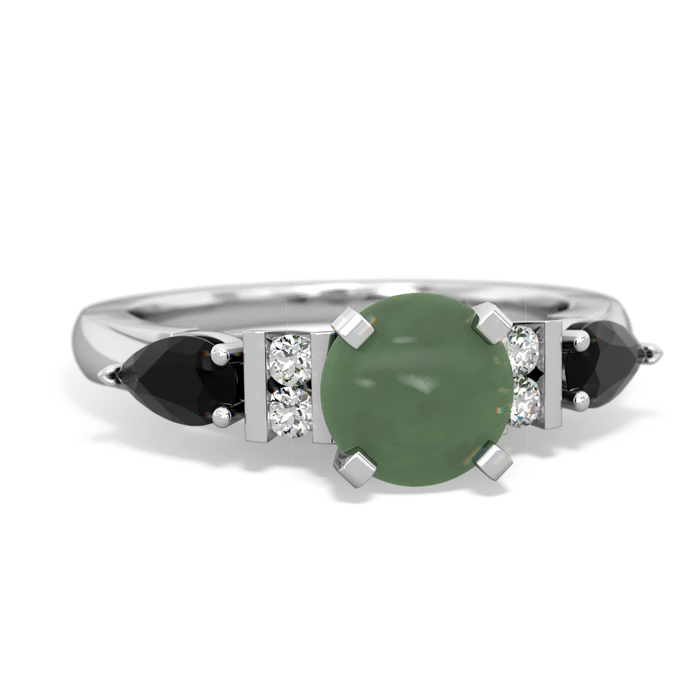 Jade 6Mm Round Eternal Embrace Engagement 14K White Gold ring R2005