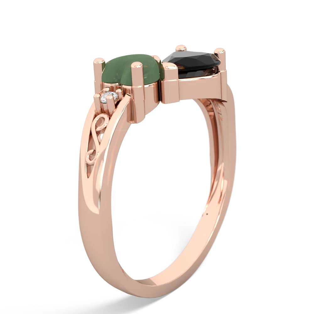 Jade Snuggling Hearts 14K Rose Gold ring R2178