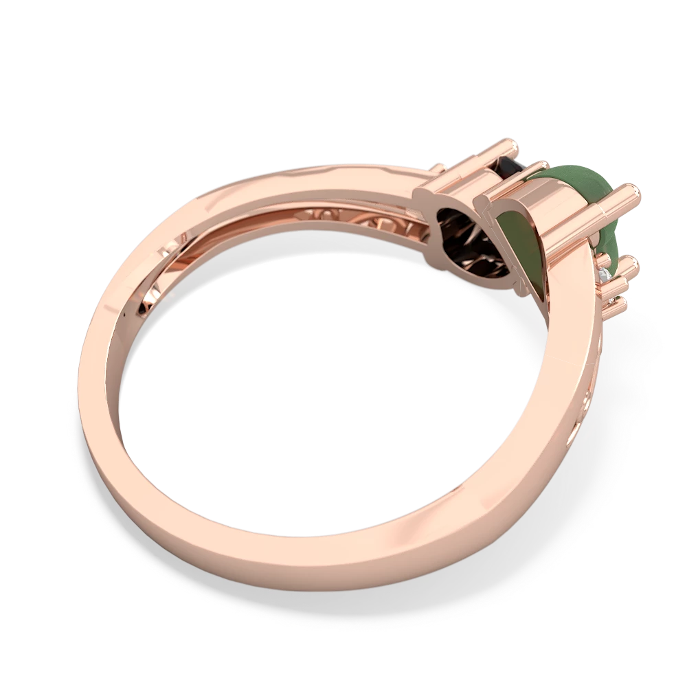 Jade Snuggling Hearts 14K Rose Gold ring R2178