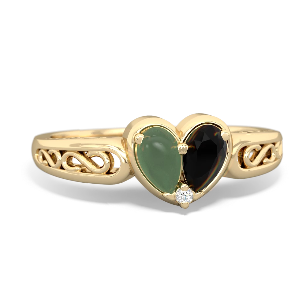 Jade Filligree 'One Heart' 14K Yellow Gold ring R5070