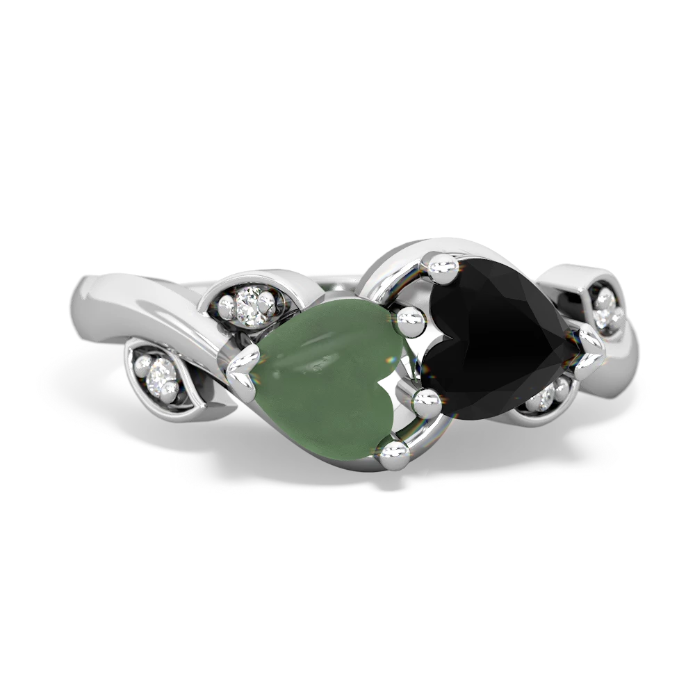 Jade Floral Elegance 14K White Gold ring R5790