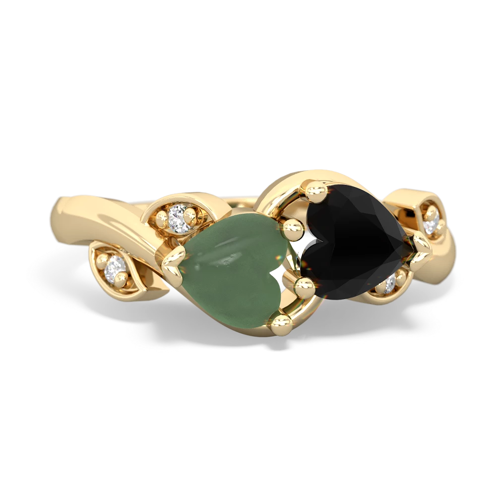 Jade Floral Elegance 14K Yellow Gold ring R5790