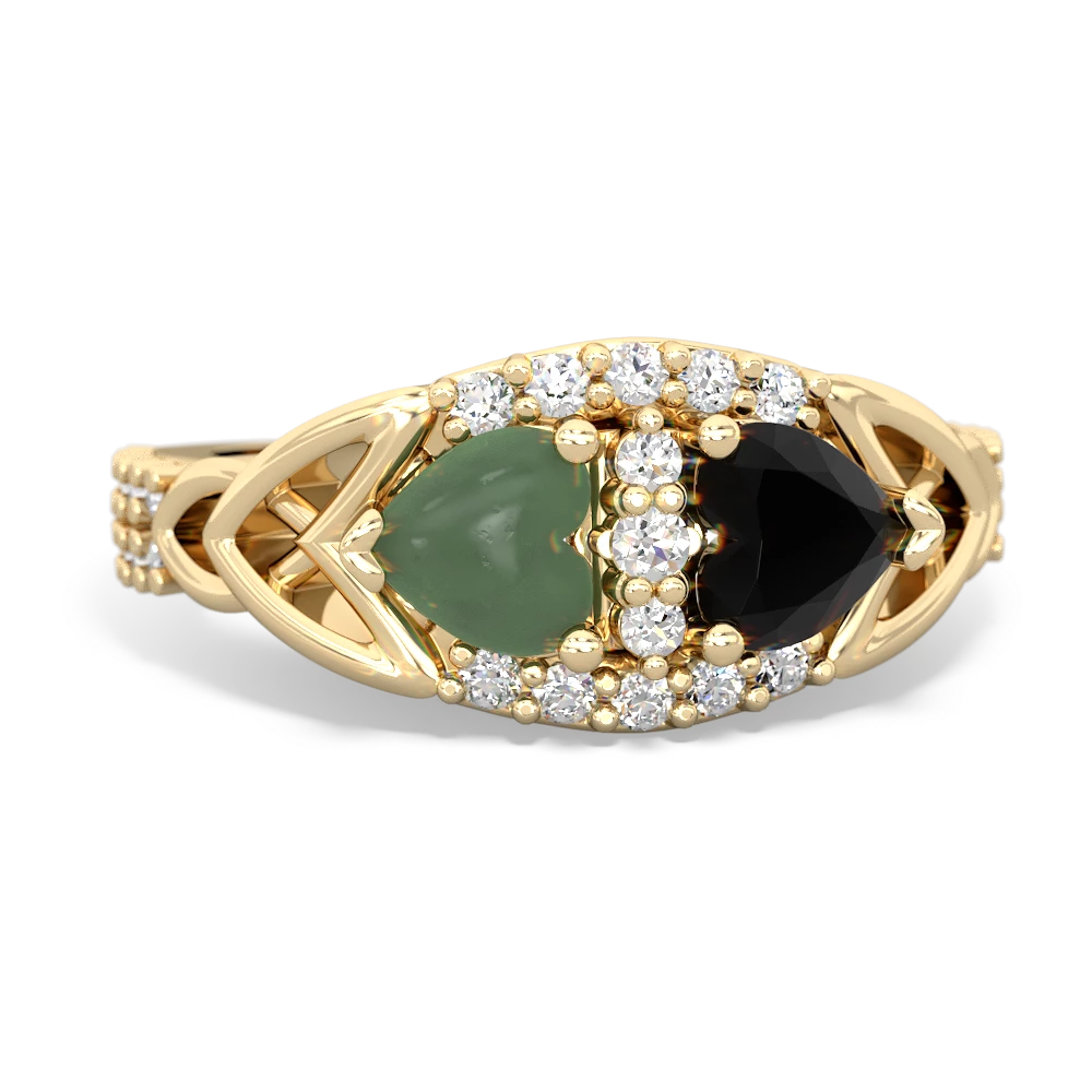 Jade Sparkling Celtic Knot 14K Yellow Gold ring R2645