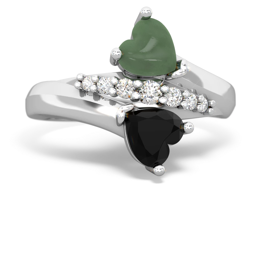 Jade Heart To Heart 14K White Gold ring R2064