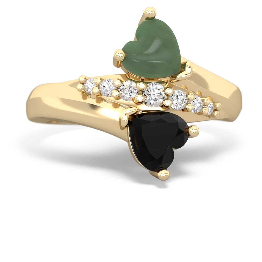 Jade Heart To Heart 14K Yellow Gold ring R2064