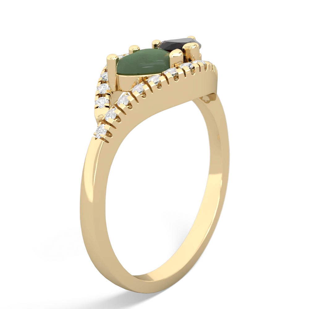 Jade Mother And Child 14K Yellow Gold ring R3010