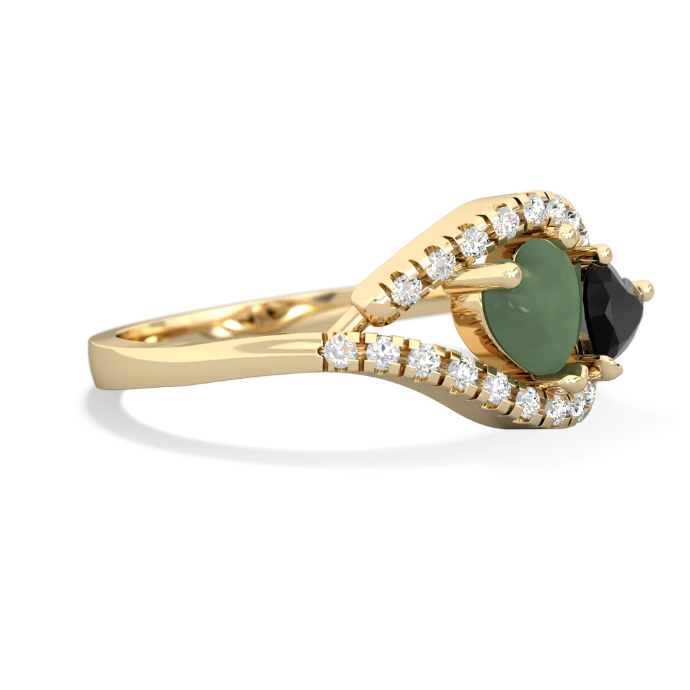 Jade Mother And Child 14K Yellow Gold ring R3010