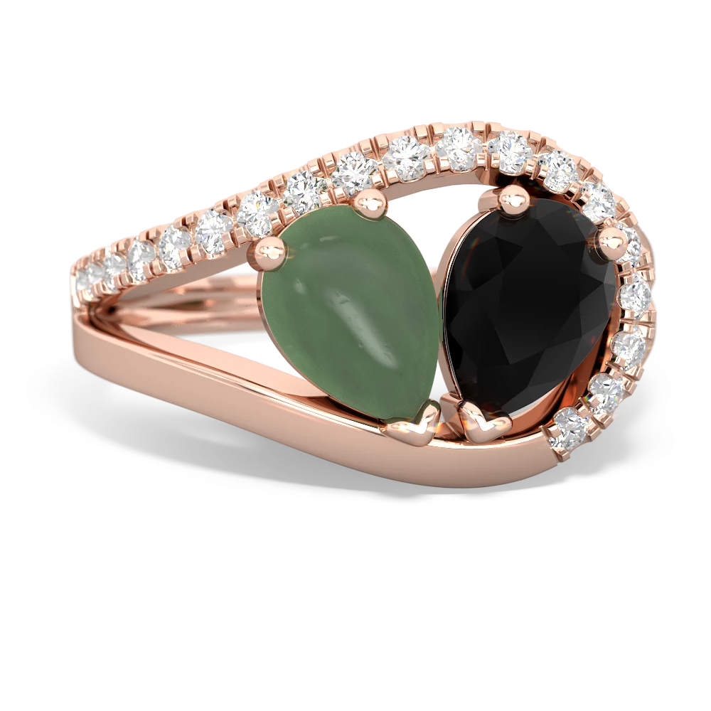 Jade Nestled Heart Keepsake 14K Rose Gold ring R5650