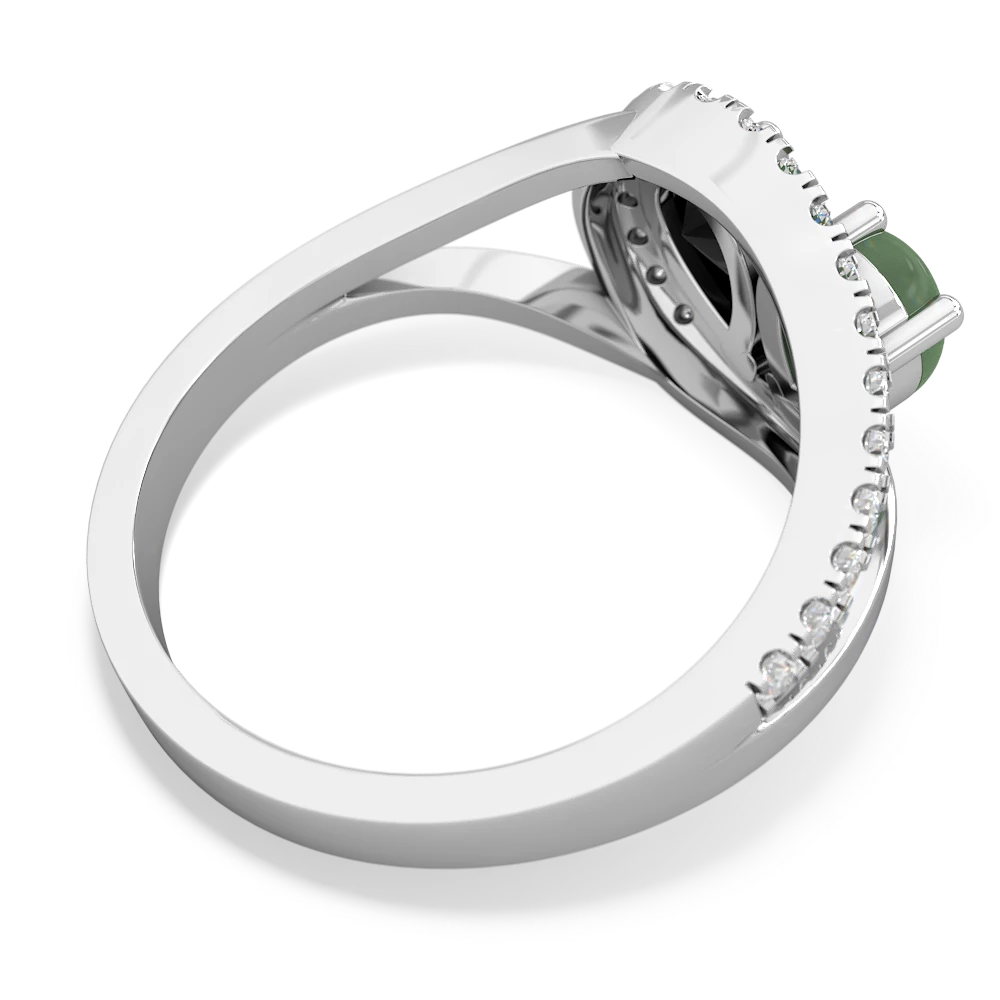 Jade Nestled Heart Keepsake 14K White Gold ring R5650