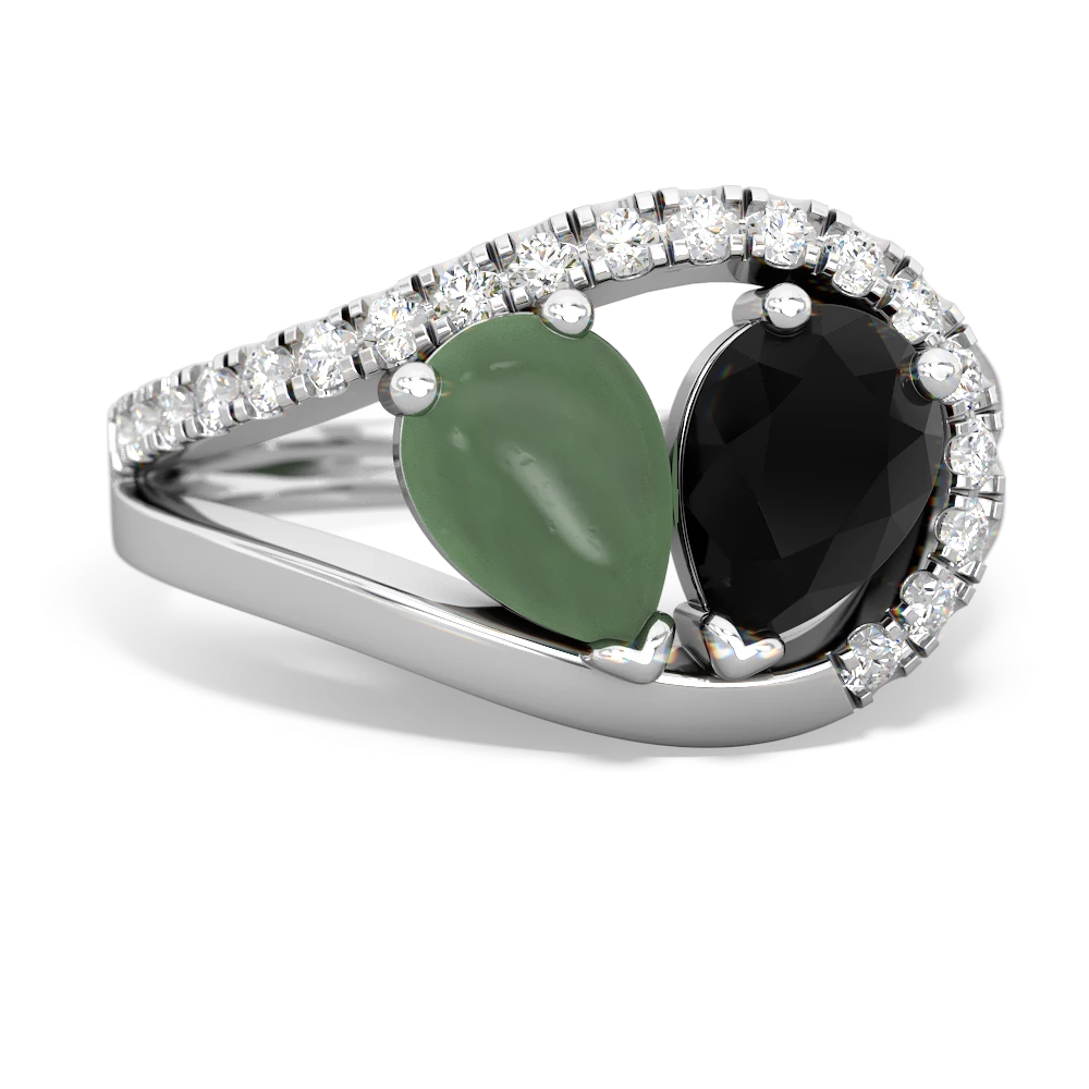 Jade Nestled Heart Keepsake 14K White Gold ring R5650