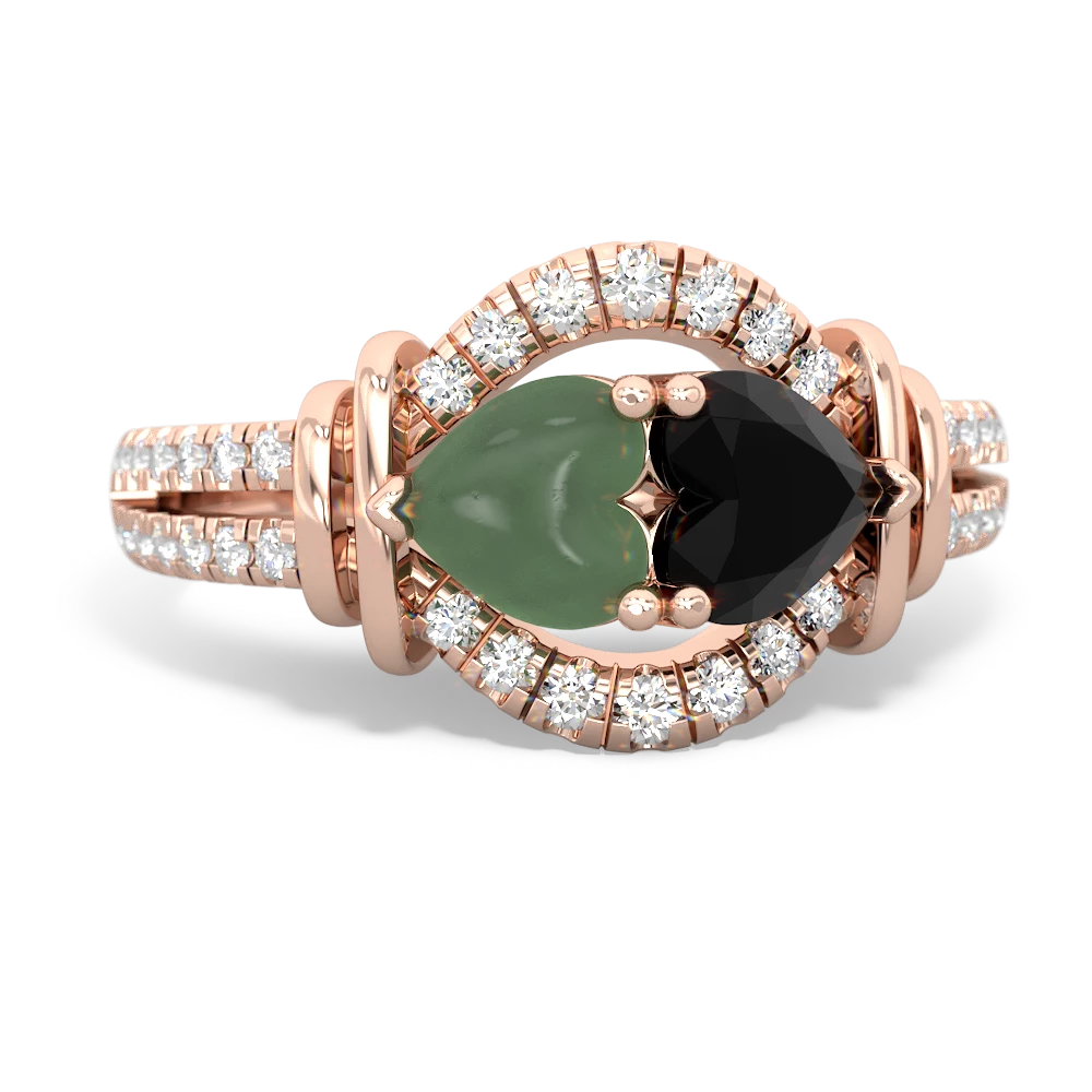 Jade Art-Deco Keepsake 14K Rose Gold ring R5630