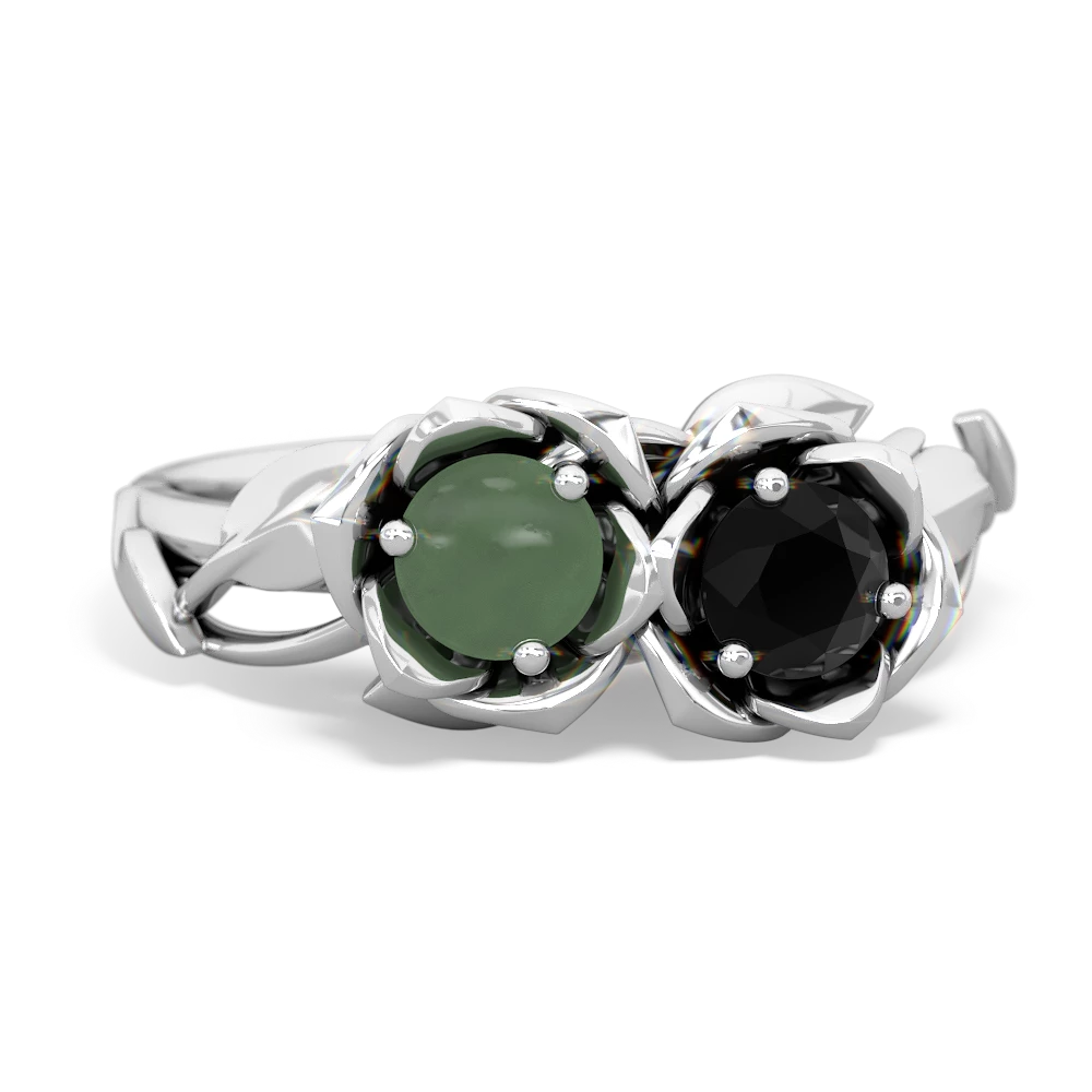 Jade Rose Garden 14K White Gold ring R5510