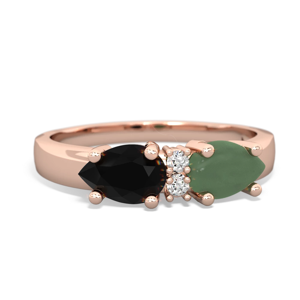 Jade Pear Bowtie 14K Rose Gold ring R0865