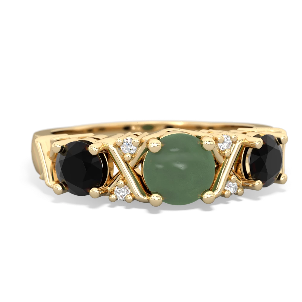 Jade Hugs And Kisses 14K Yellow Gold ring R5016