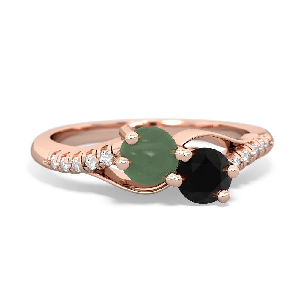 Jade Infinity Pave Two Stone 14K Rose Gold ring R5285