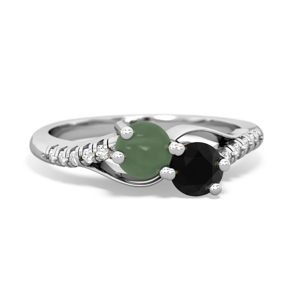 Jade Infinity Pave Two Stone 14K White Gold ring R5285