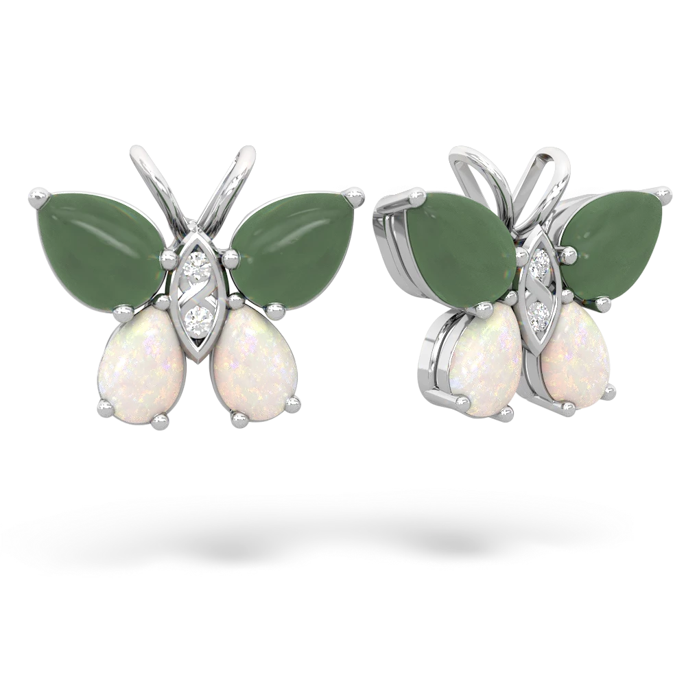 Jade Butterfly 14K White Gold earrings E2215