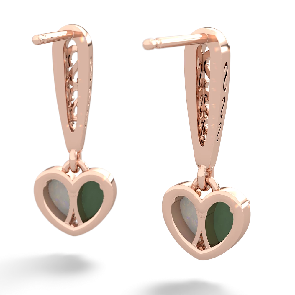 Jade Filligree Heart 14K Rose Gold earrings E5070