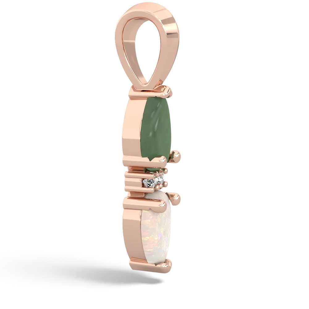 Jade Bowtie Drop 14K Rose Gold pendant P0865