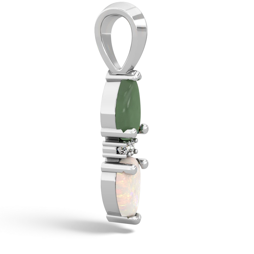 Jade Bowtie Drop 14K White Gold pendant P0865