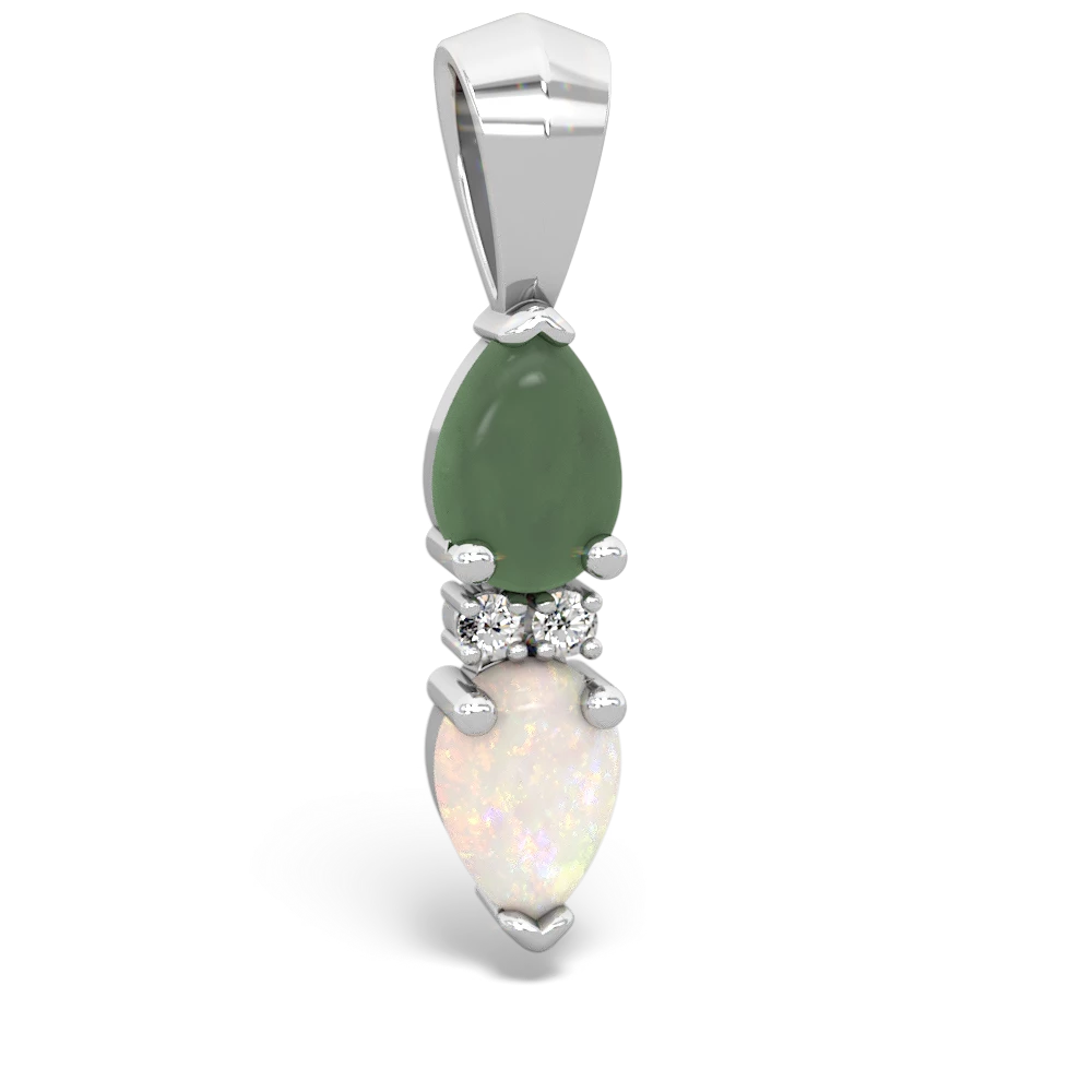 Jade Bowtie Drop 14K White Gold pendant P0865