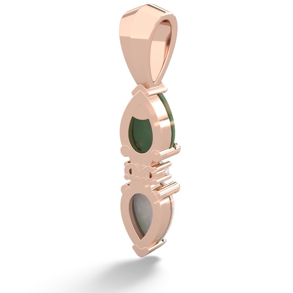 Jade Bowtie Drop 14K Rose Gold pendant P0865